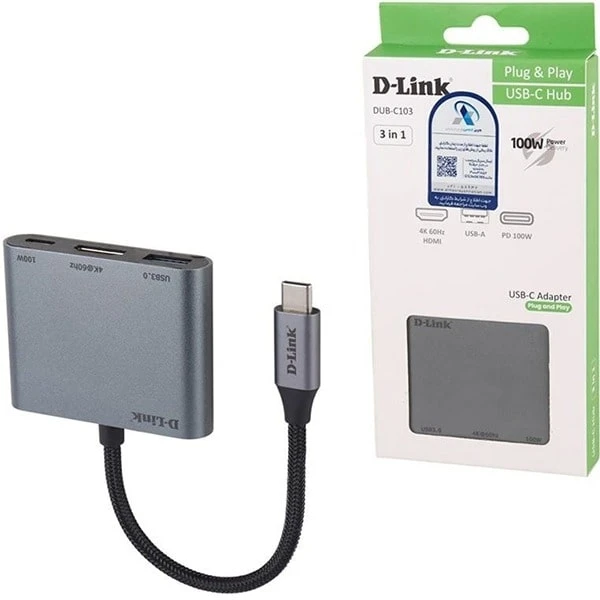 هاب USB-C سه پورت دی‌لینک مدل DUB-C103