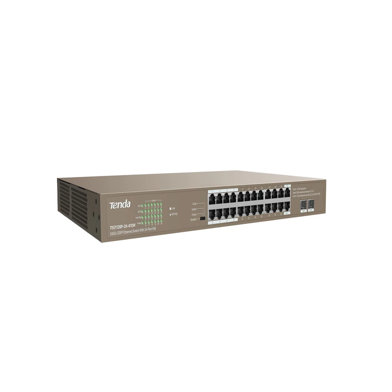 سوییچ ۲۴ پورت POE تندا مدل TEG1126P-24-410W با دو پورت SFP